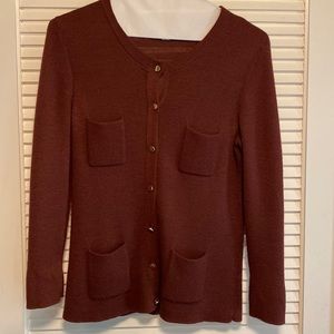 Banana Republic size M Medium Burgundy Cardigan Pockets Gold Buttons